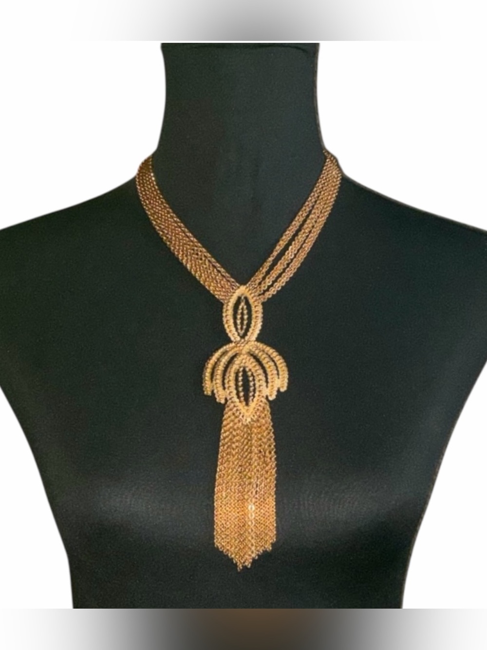 Vintage Monet "Tying Illusion" Runaway Statement Piece Necklace